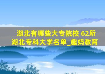 湖北有哪些大专院校 62所湖北专科大学名单_趣妈教育